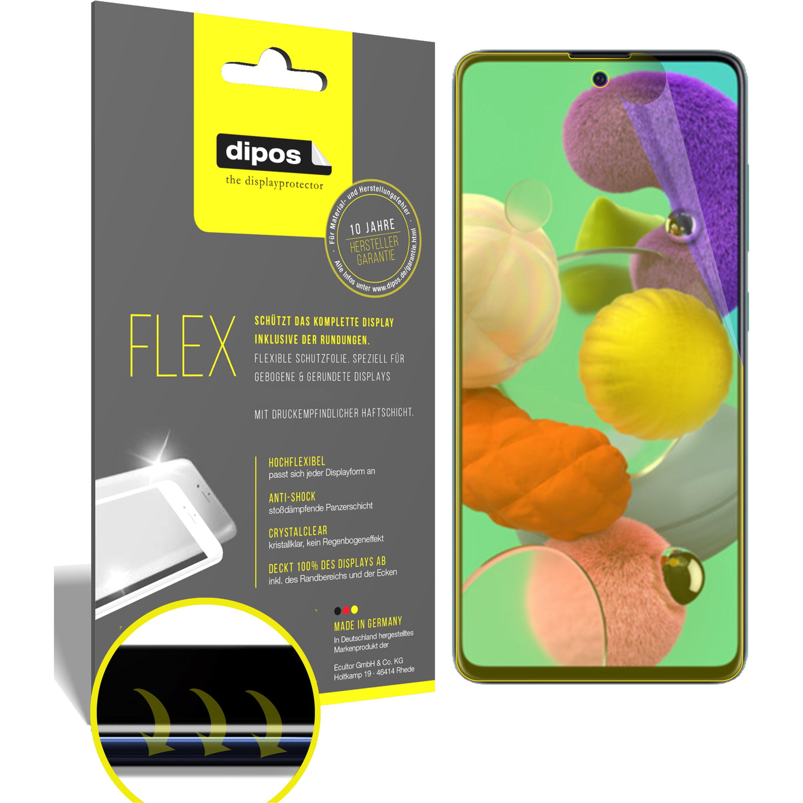 Dipos Displayschutzfolie Full-Cover 3D (2 Stk., Samsung Galaxy A51 5G), Smartphone Schutzfolie, Transparent