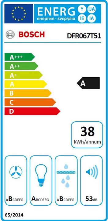 Energy Label Bosch Hausgeräte DFR067T51 (Flat-screen hood)