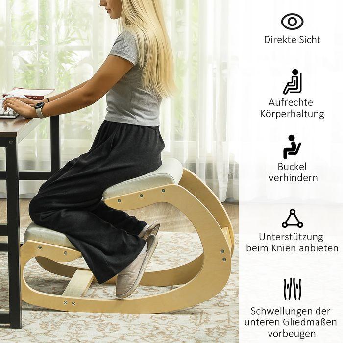 Image du produit Swisshandel24 Ergonomischer, schaukelnder Kniehocker für Homeoffice, zur Verbesserung der Körperhaltung, Creme