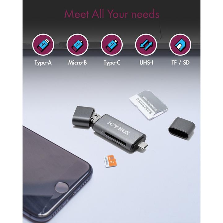 Actual product image Icy Box Ib-Cr200-C Sd (USB, USB 2.0 Micro-B)
