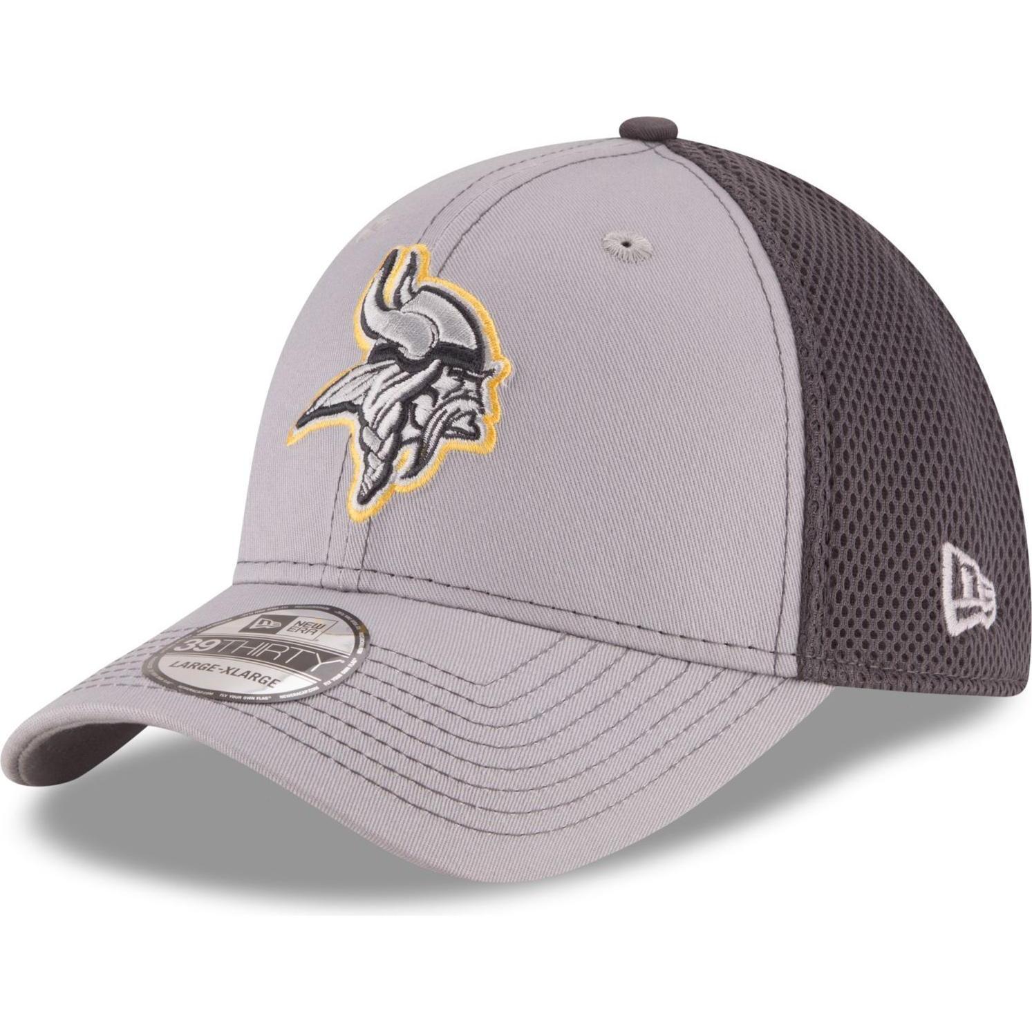 New Era, Herren, Cap, 39Thirty Stretch Mesh Cap - Minnesota Vikings - S/M, Grau, (M)