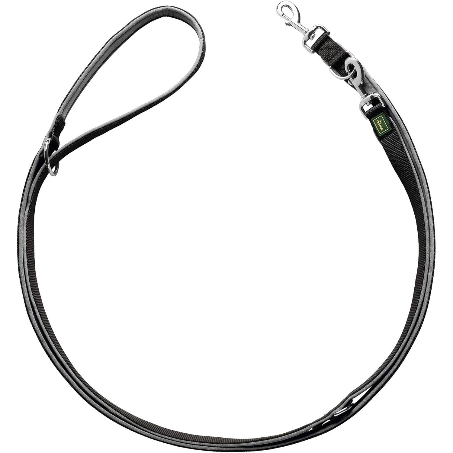 Laisse Hunter en néoprène noir/gris L 200 x l 2 cm (réglable) - pour chien