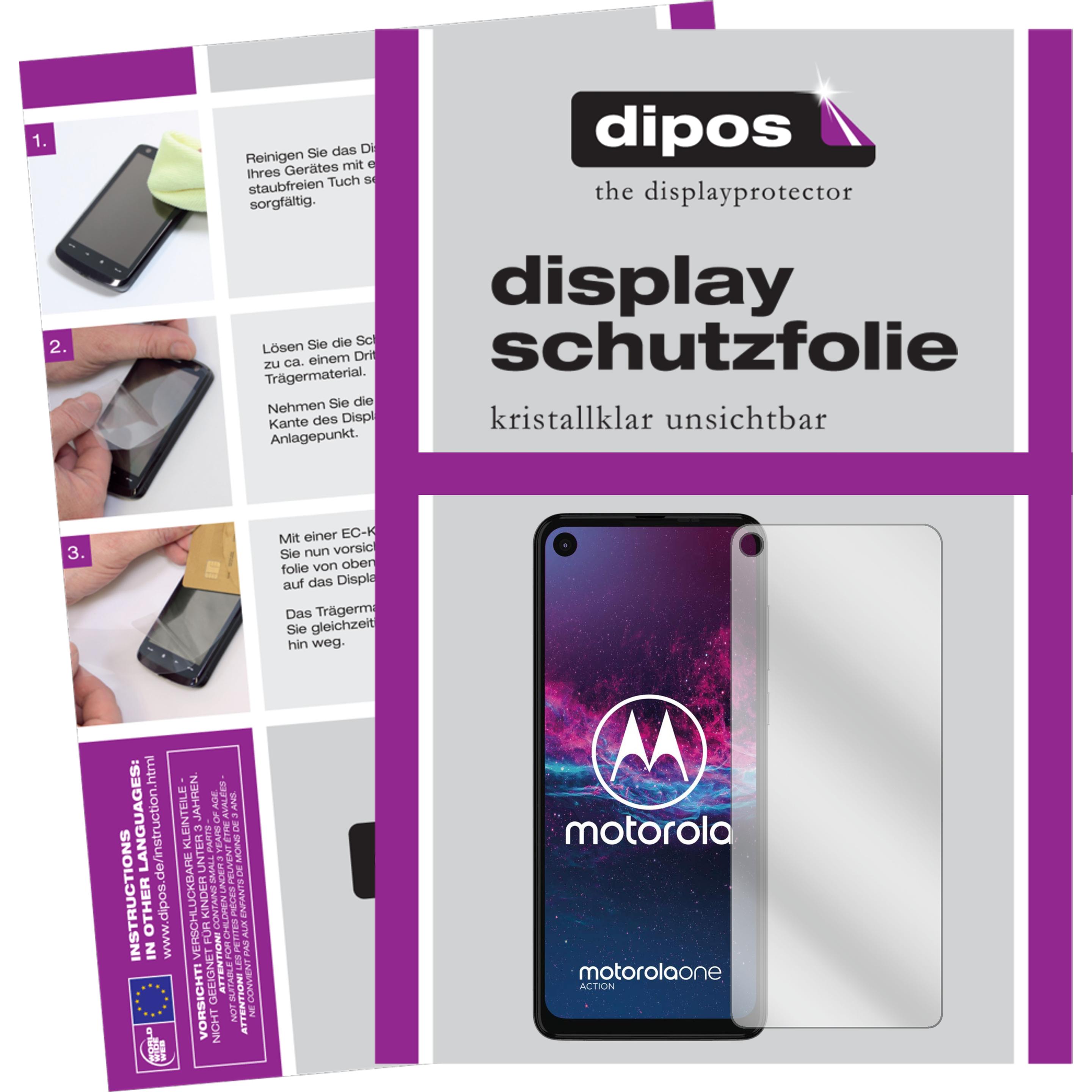 Dipos Displayschutzfolie Crystalclear (4 Stück, Motorola One Action), Smartphone Schutzfolie, Transparent