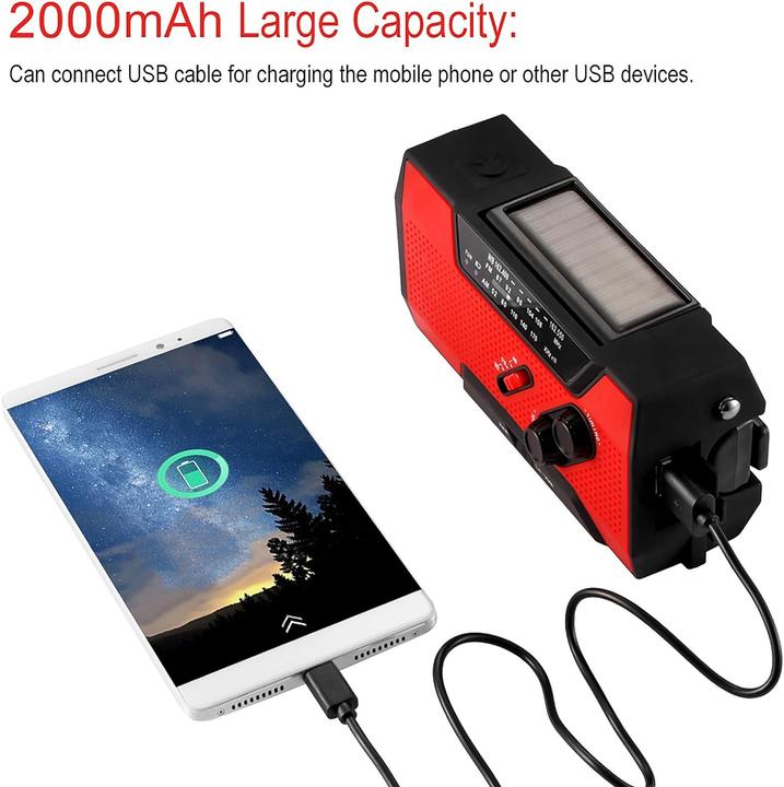 Produktbild Fornorm Kurbelradio mit Handyladefunktion, Rot (AM, FM, Radio Frequency (RF))