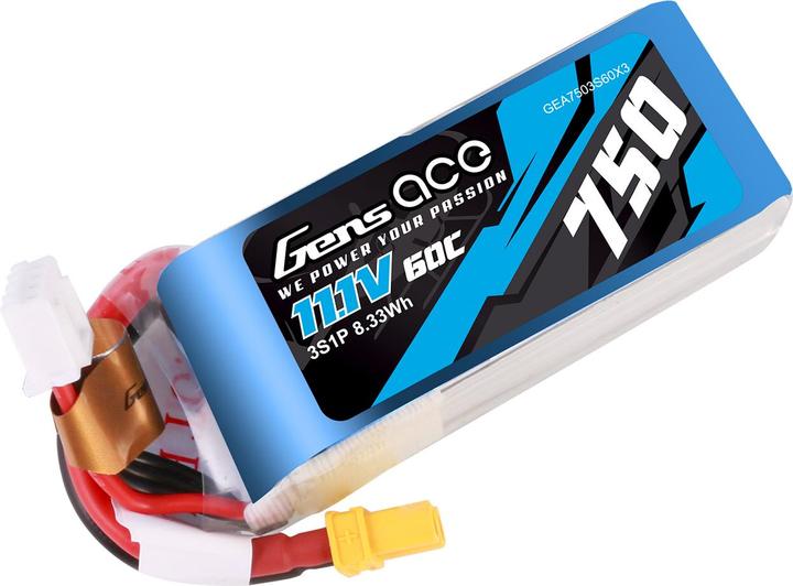 Produktbild Gens Ace 750MAH 11.1V 60C 3S1P LIPO BATTERY PACK WITH XT30 (11.10 V, 750 mAh)