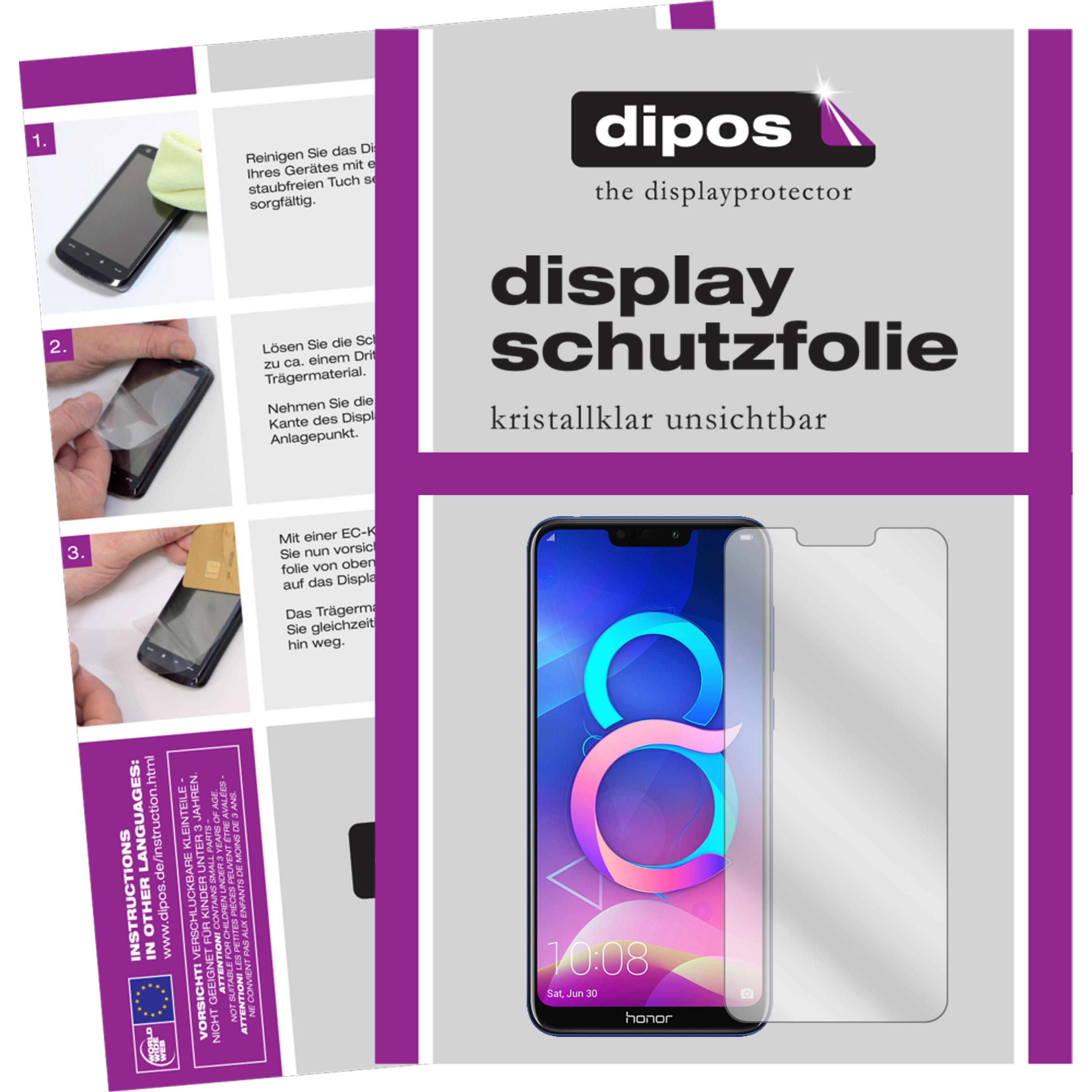 Dipos Displayschutzfolie Crystalclear (2 Stück, Honor 8C), Smartphone Schutzfolie, Transparent