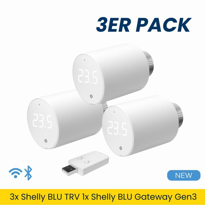 Produktbild Shelly BLU TRV x3 + BLU Gateway Gen3
