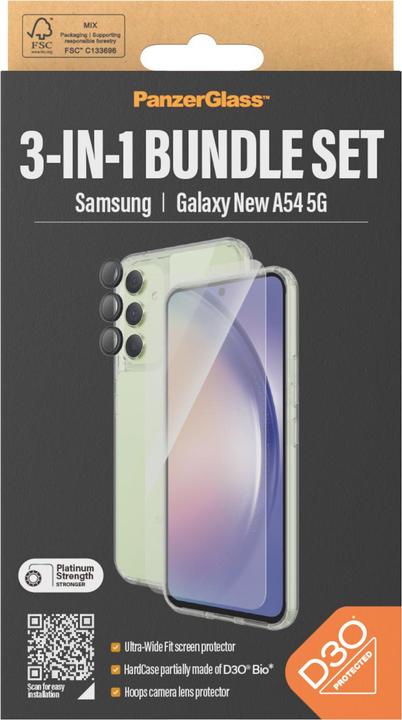 Produktbild PanzerGlass Bundle Ultra Wide FIt Glass + Case + Lens (1 Stk., Samsung Galaxy A54 5G, Samsung Galaxy A55)