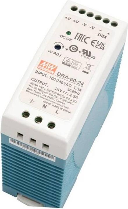 Immagine prodotto MeanWell Alimentatore per guida top-hat (guida DIN) 24 V/DC 2,5 A 60 W 1 x