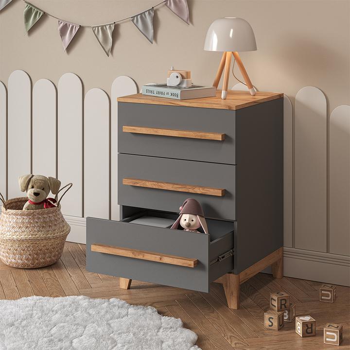 Image du produit VitaliSpa Kommode Malia, Grau/Artisan/Artisan, 60 x 88 cm mit 3 Schubladen (60 x 53.40 x 88 cm)