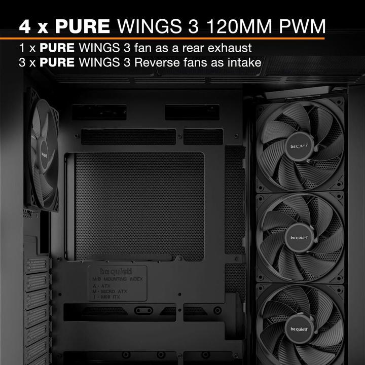 Actual product image be quiet! Light Base 500 Schwarz Midi Tower Gaming Gehäuse mit Seitenfenster (mATX, Mini-ITX, ATX)