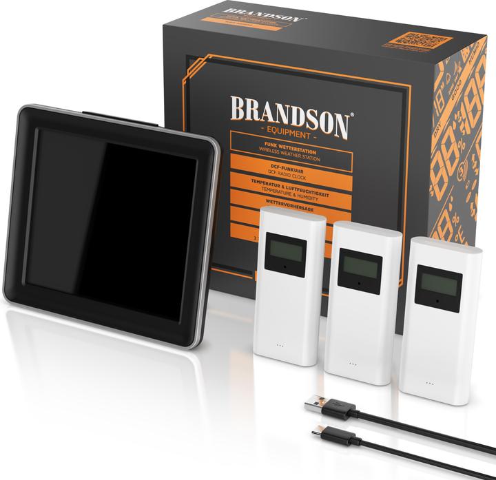 Image du produit Bearware Funk Wetterstation mit Farbdisplay & 3 x Wireless Funksensoren / Aussensensor, DCF Funkuhr, Alarm