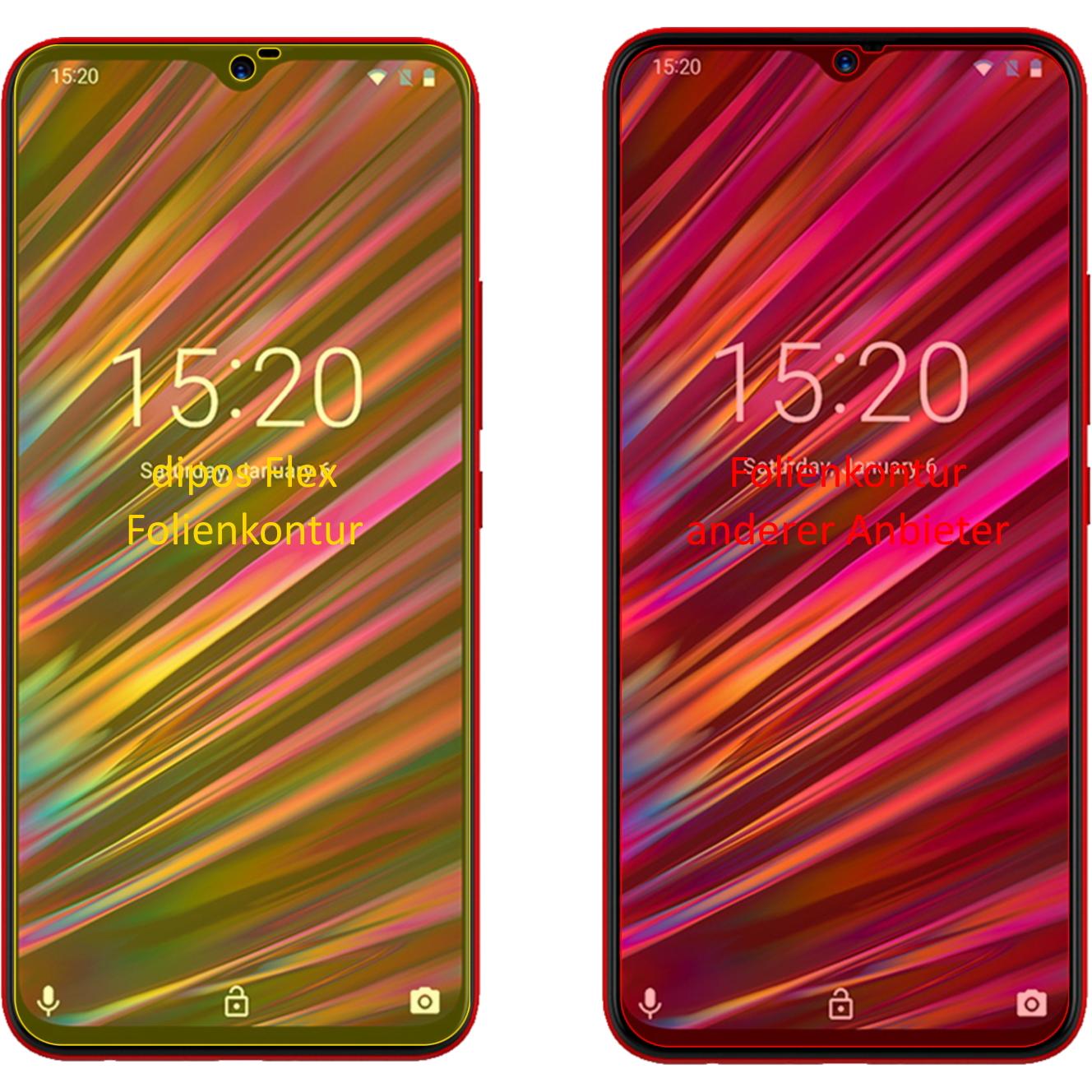 Dipos Displayschutzfolie Full-Cover 3D (2 Stück, Umidigi F1 Play), Smartphone Schutzfolie, Transparent