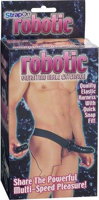 Seven Creations 55004327 17062 ROBOTIC VIBRATING MALE EXTENSION STRAP ON FALLO INDOSSABILE VIBRANTE NERO