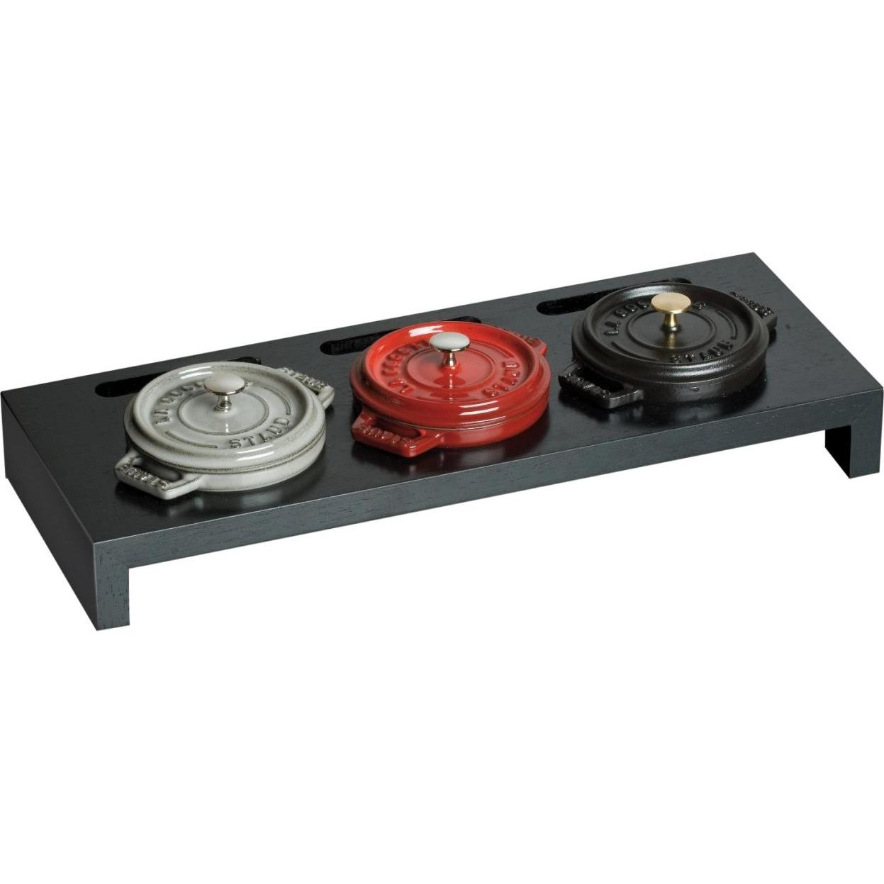 Staub, Serviergeschirr, 3er Ständer für Cocottes schwarz, 42x16cm