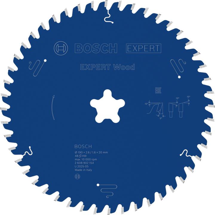 Produktbild Bosch Professional Zubehör EXPERT Wood Kreissägeblatt, 190x30 mm, T48
