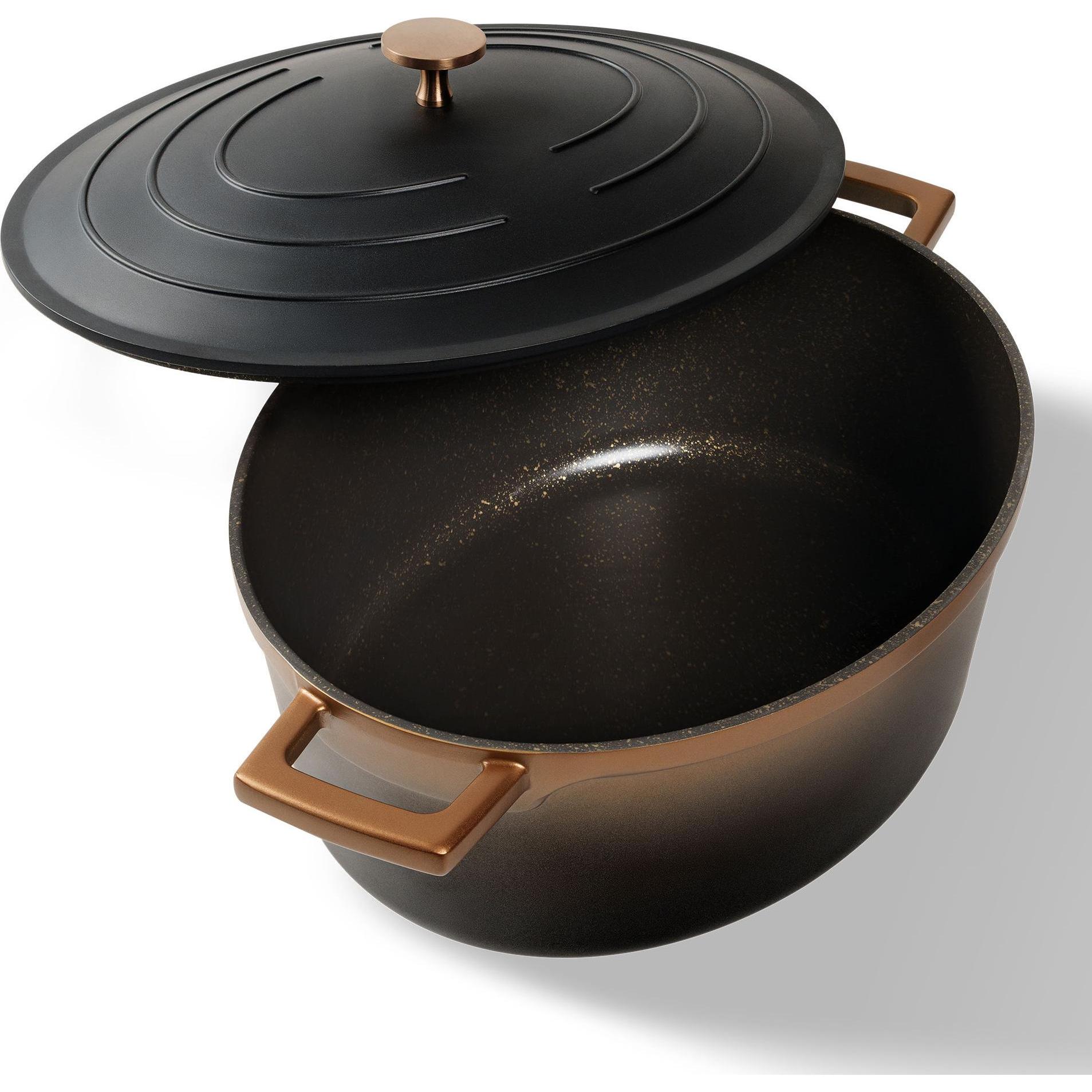 Stoneline Roségold Gourmet Bräter 32x25 cm mit Deckel, Backofen und Induktion geeignet, Antihaft, Pfanne + Kochtopf, Gol...