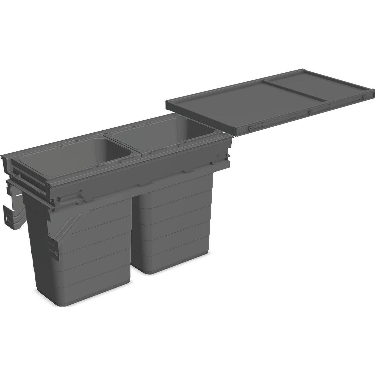Ninka Mülltrennsystem Set eins2fünf 2 Fächer für KB 300/NL 500, grau, Abfalleimer, Grau