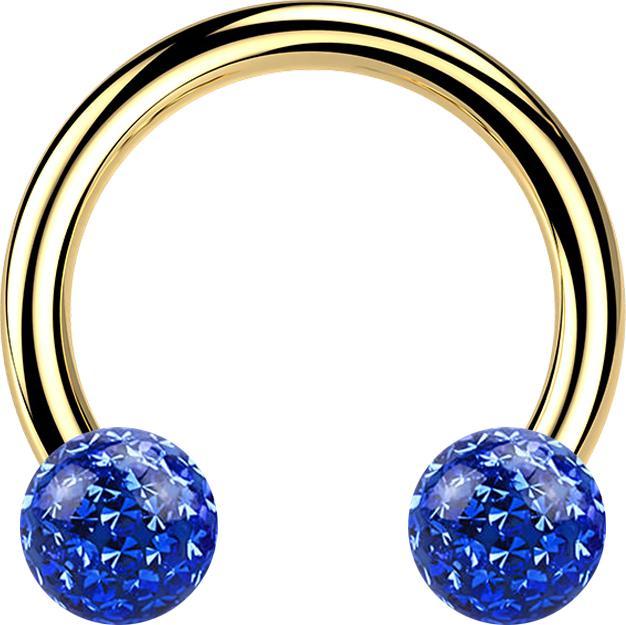 Immagine prodotto Star Piercing Micro Circular Barbell placcato oro con due sfere di cristallo strato protettivo epossidico blu (senza ottone, Titanio G23)
