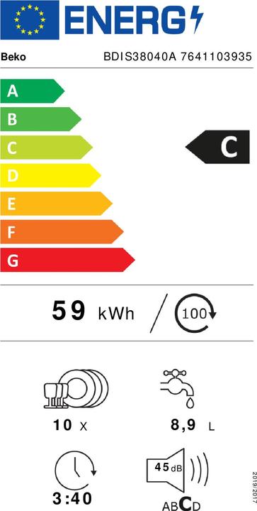 Energy Label Beko BDIS38040A