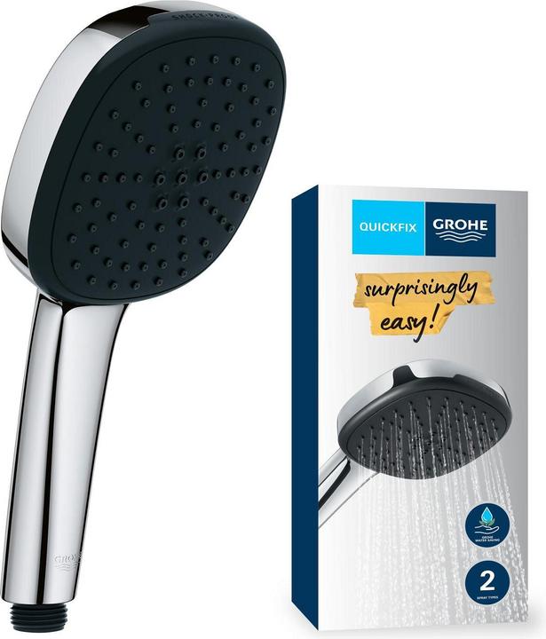 Actual product image Grohe Vitalio Comfort 110 QuickFix hand shower, Watersaving Plus, intelligent spray diverter, 2 spray arms (2 Beam types, 7.40 l/min)