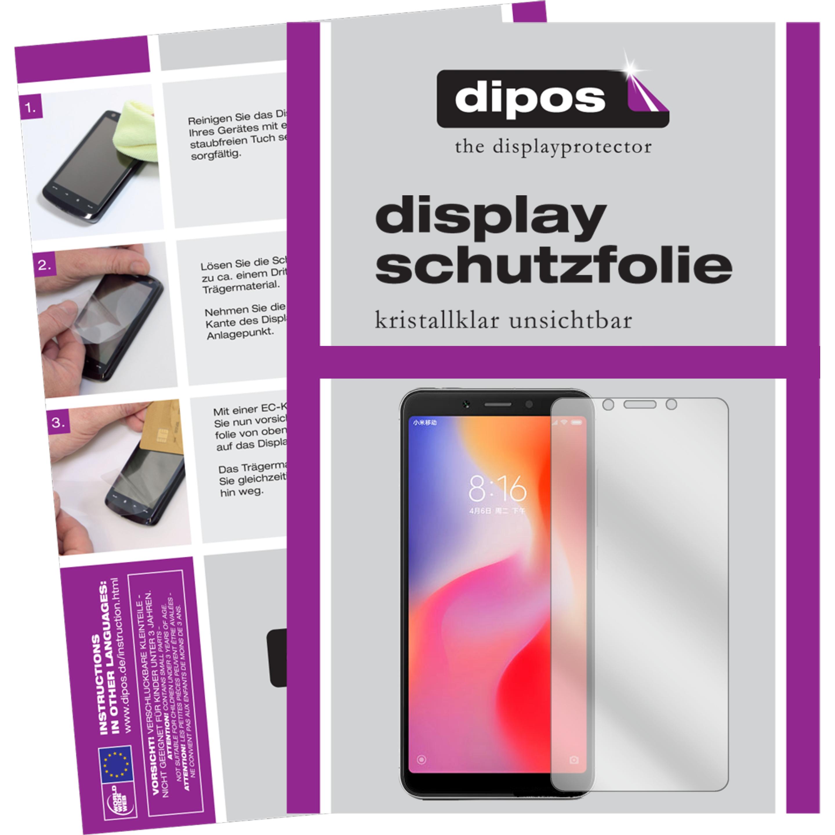 Dipos Displayschutzfolie Crystalclear (2 Stück, Xiaomi Redmi 6), Smartphone Schutzfolie, Transparent