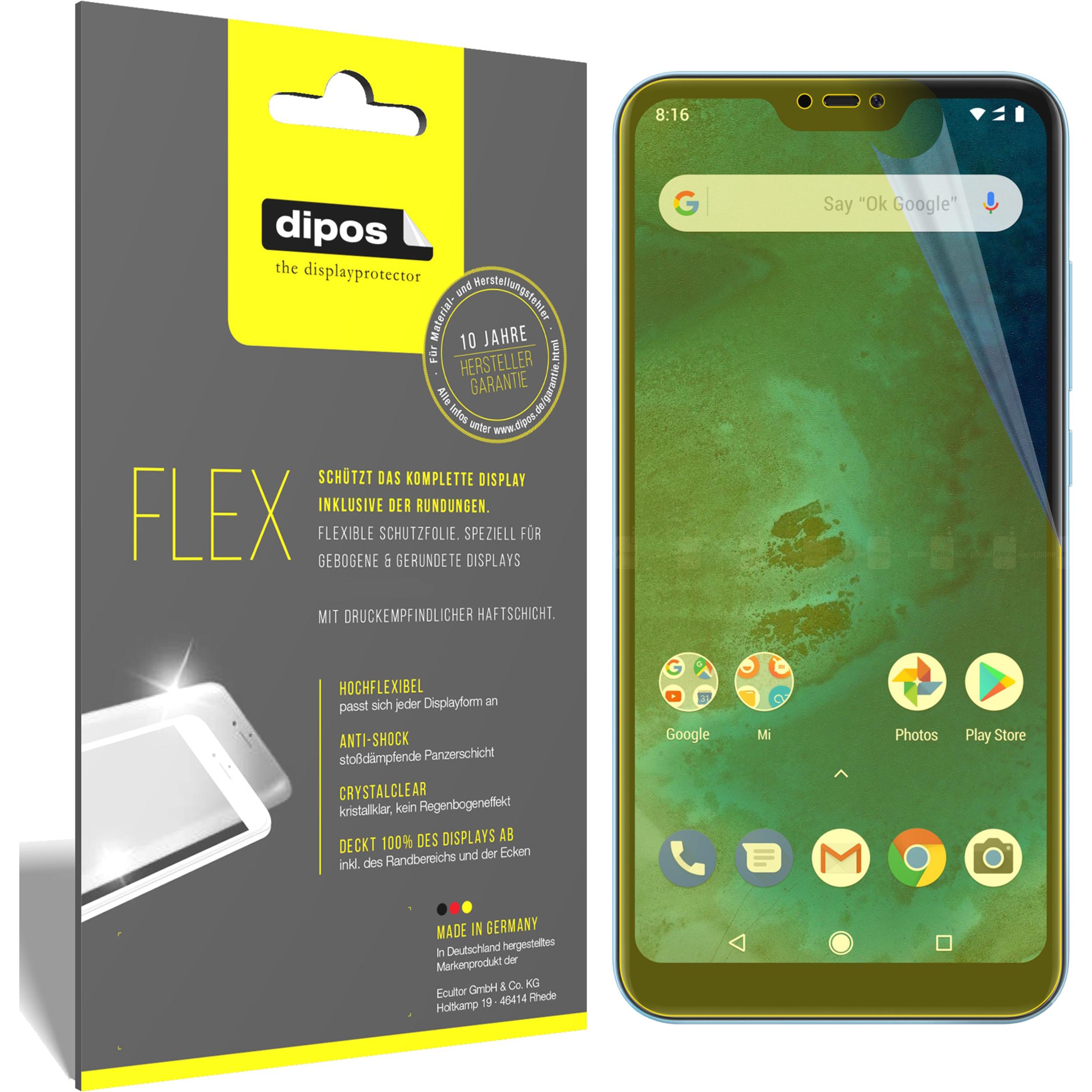 Dipos Displayschutzfolie Full-Cover 3D (2 Stück, Xiaomi Mi A2 lite), Smartphone Schutzfolie, Transparent