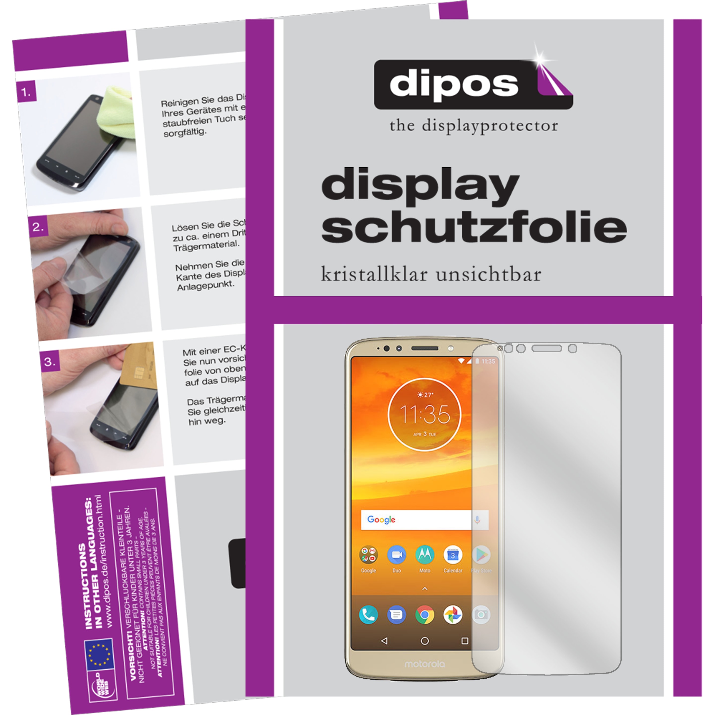 Dipos Displayschutzfolie Crystalclear (5 Stück, Motorola Moto E5 Plus), Smartphone Schutzfolie, Transparent