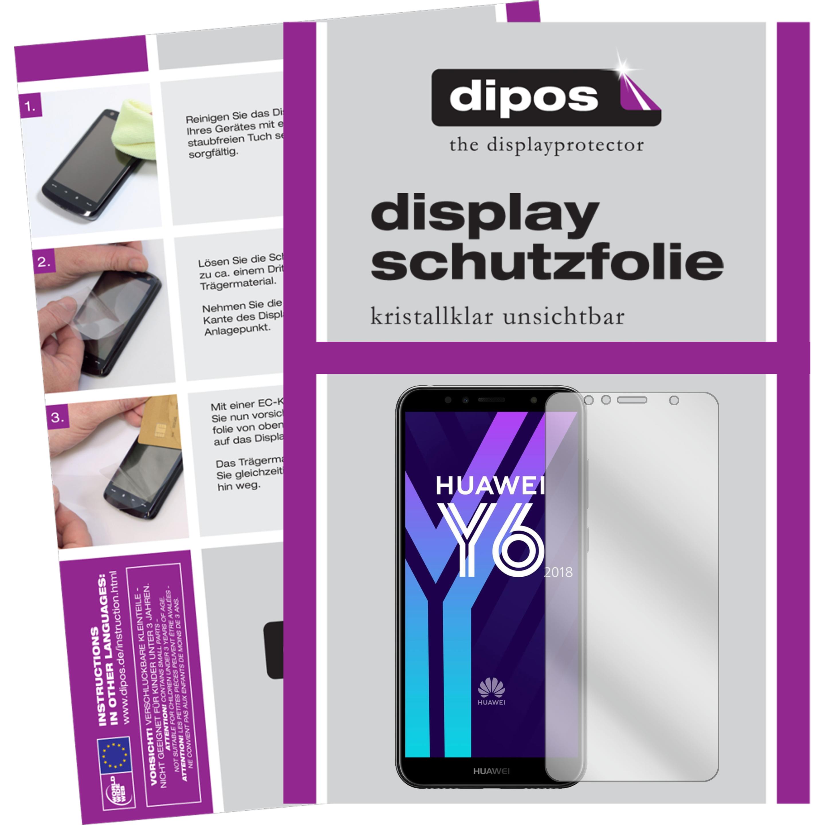 Dipos Displayschutzfolie Crystalclear (2 Stück, Huawei Y6 (2018)), Smartphone Schutzfolie, Transparent