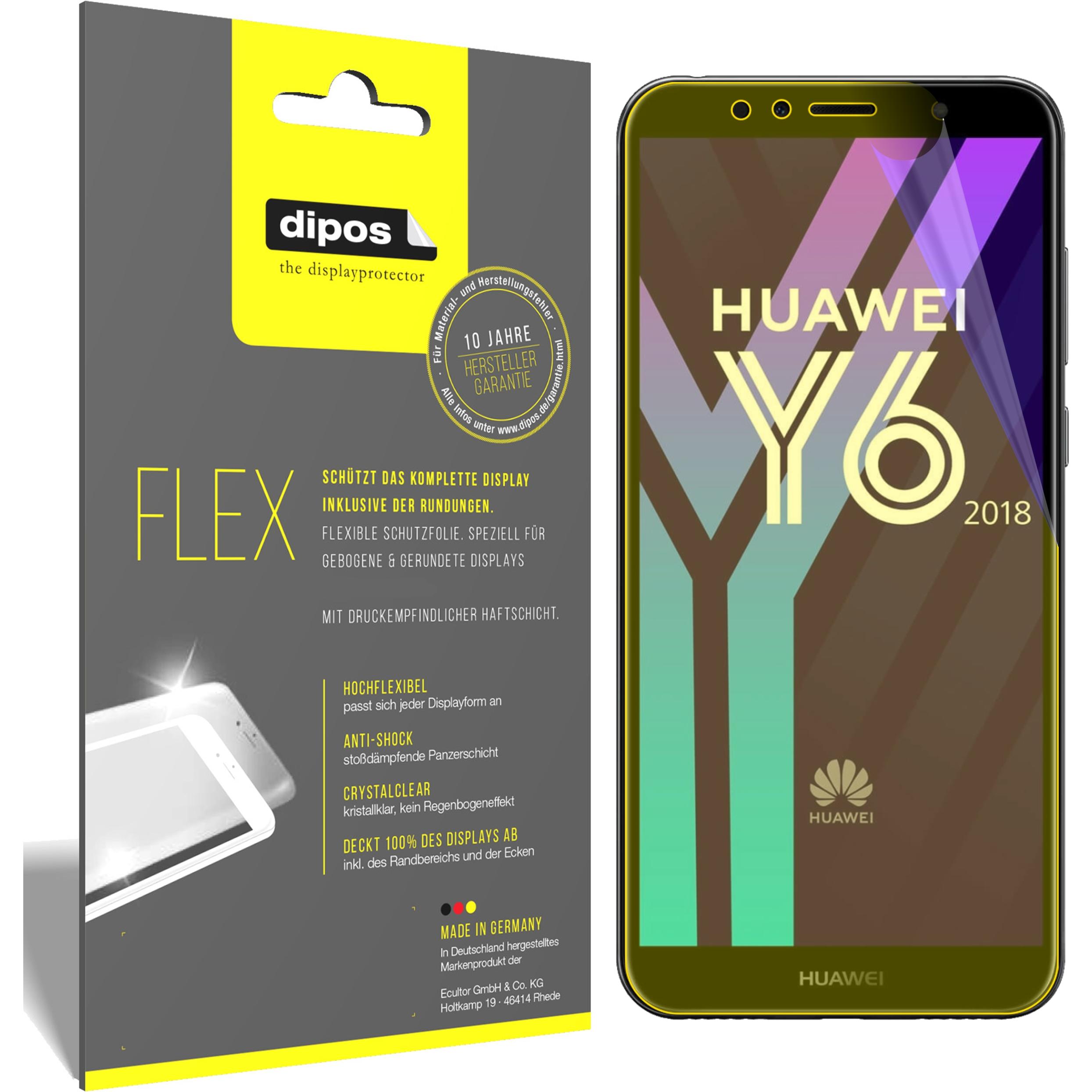 Dipos Displayschutzfolie Full-Cover 3D (3 Stück, Huawei Y6 (2018)), Smartphone Schutzfolie, Transparent