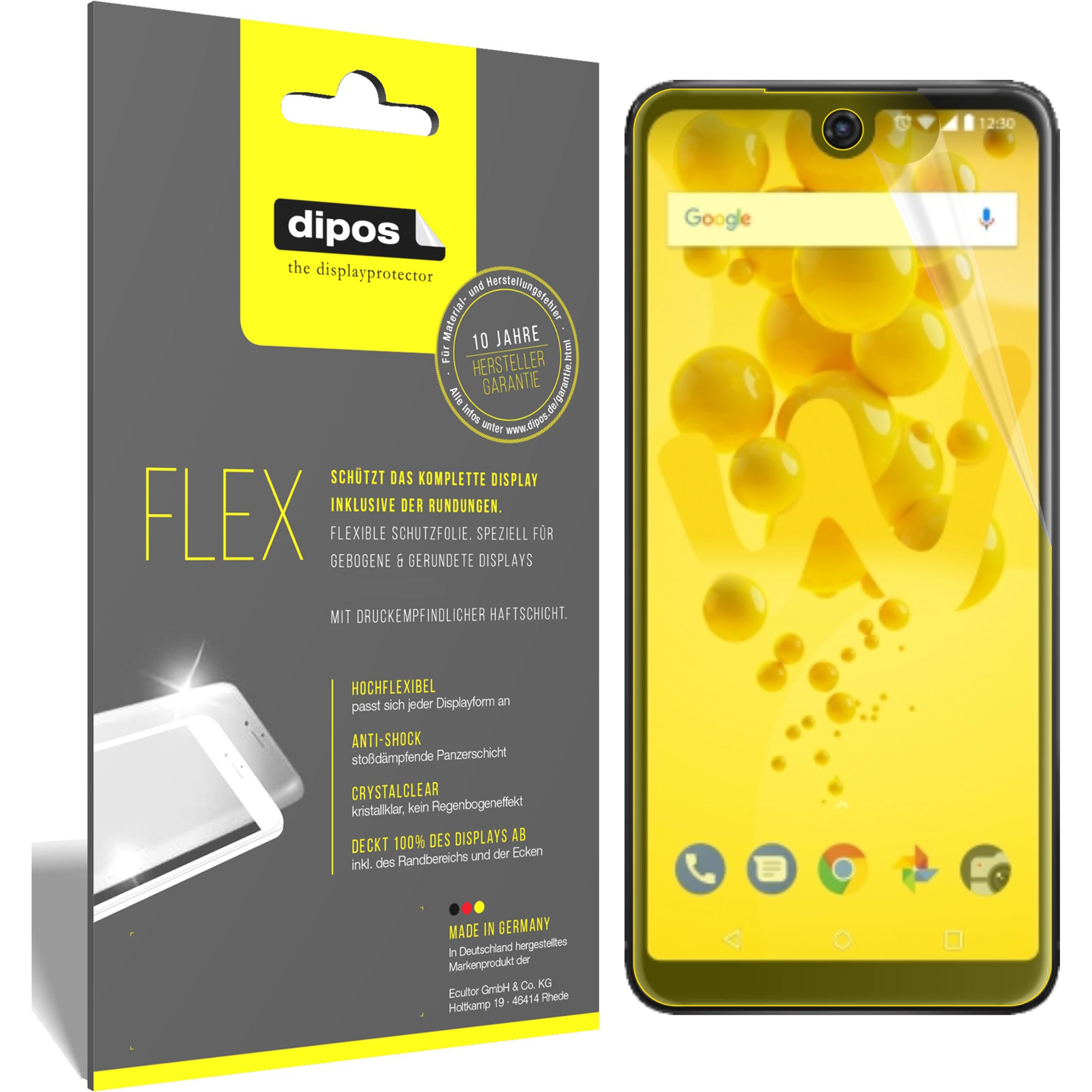 Dipos Displayschutzfolie Full-Cover 3D (3 Stück, Wiko View 2), Smartphone Schutzfolie, Transparent