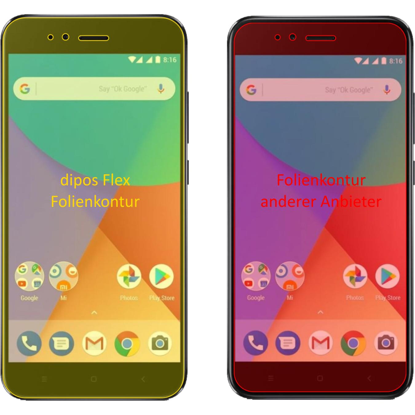 Thumbnail - Dipos Displayschutzfolie Full-Cover 3D (2 Stück, Xiaomi Mi A1), Smartphone Schutzfolie, Transparent