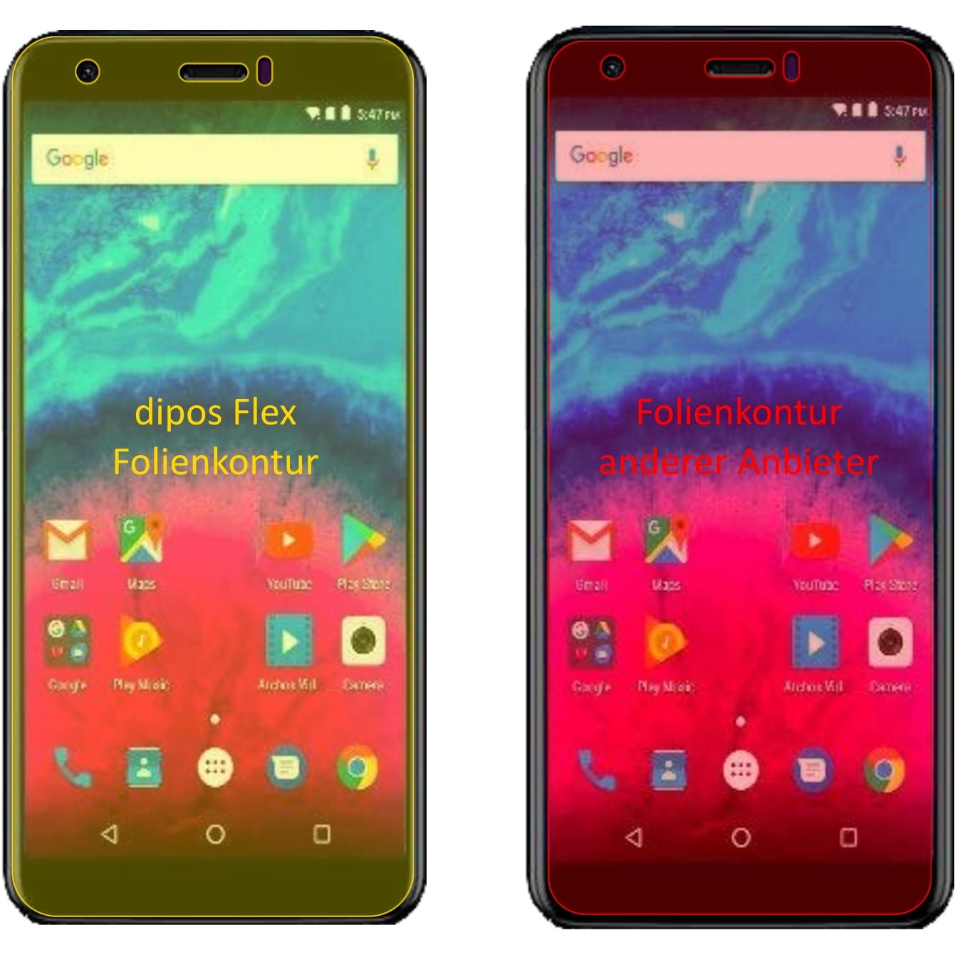 Thumbnail - Dipos Displayschutzfolie Full-Cover 3D (3 Stück, Archos Core 55S), Smartphone Schutzfolie, Transparent