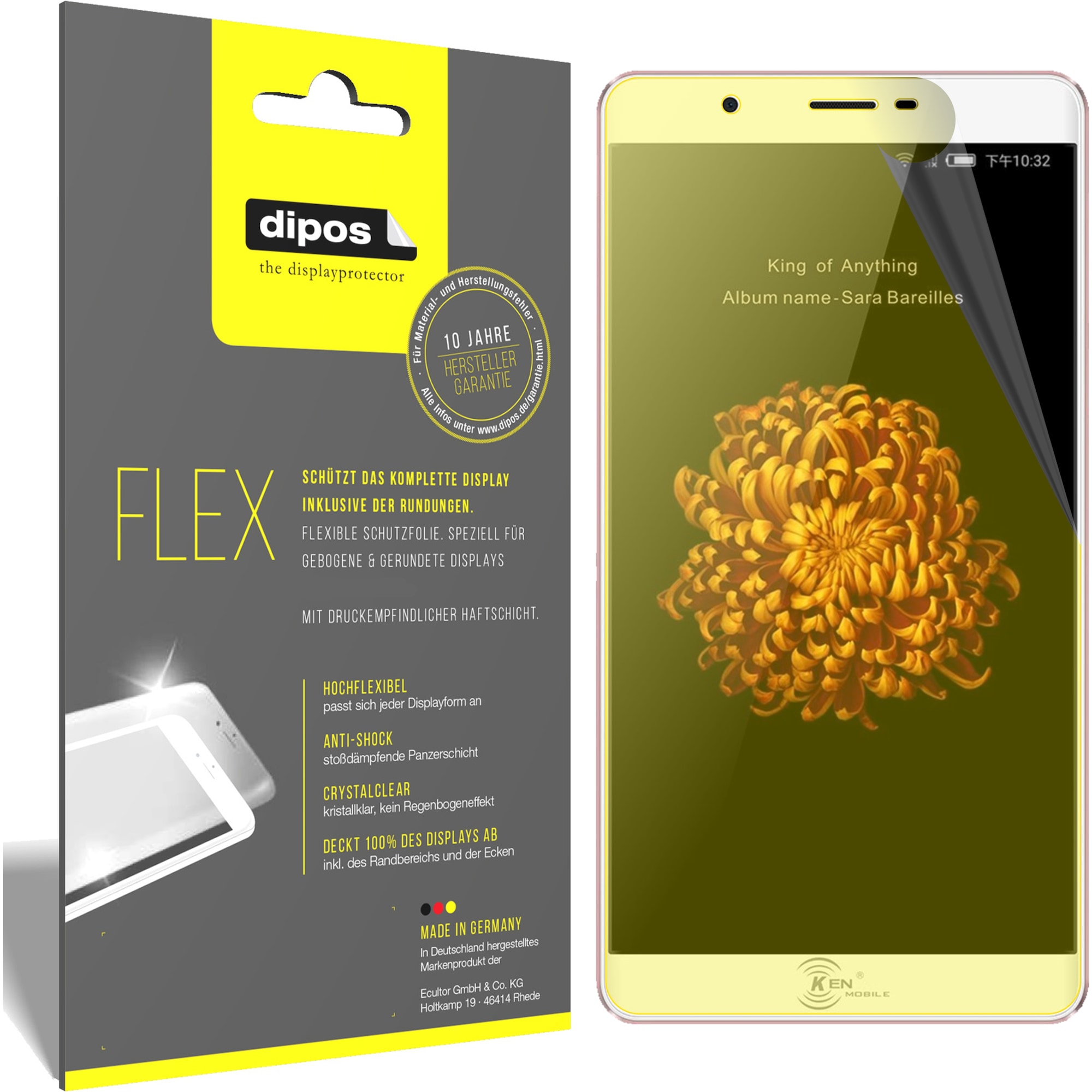 Dipos Displayschutzfolie Full-Cover 3D (3 Stück, Vivo V9), Smartphone Schutzfolie, Transparent