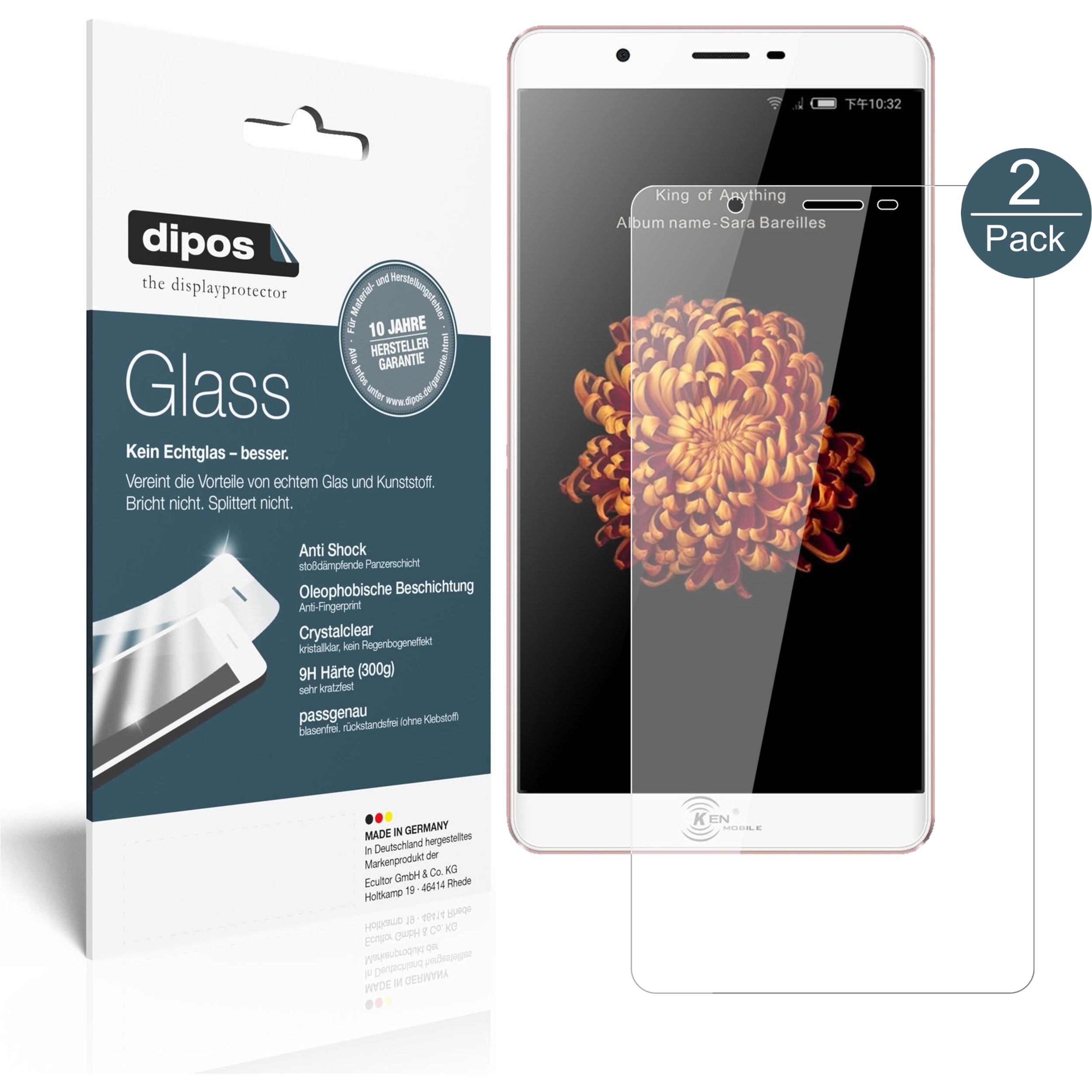 Dipos Displayschutz Anti-Shock (1 Stück, Vivo V9), Smartphone Schutzfolie, Transparent