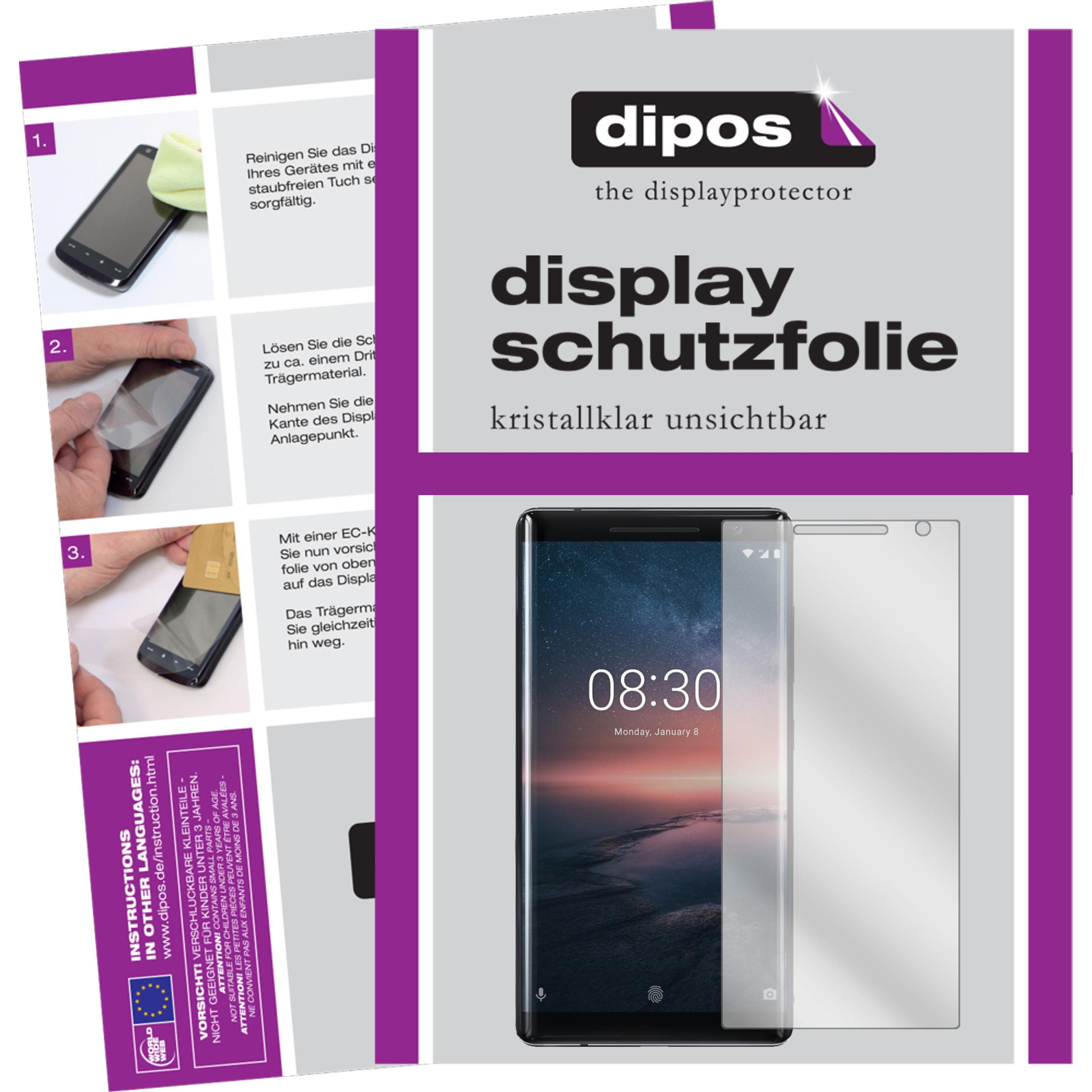 Dipos Displayschutzfolie Crystalclear (2 Stück, Nokia 8 Sirocco), Smartphone Schutzfolie, Transparent