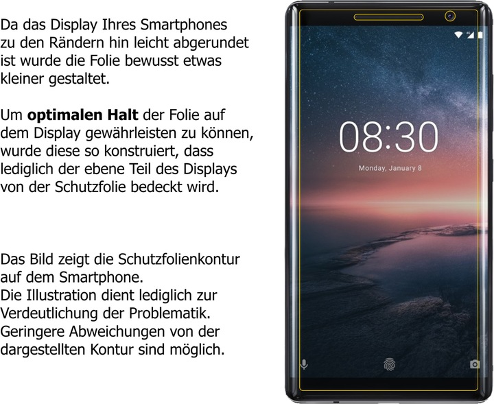 Actual product image Dipos Screen Protector Anti-Shock (2 Piece, Nokia 8 Sirocco)
