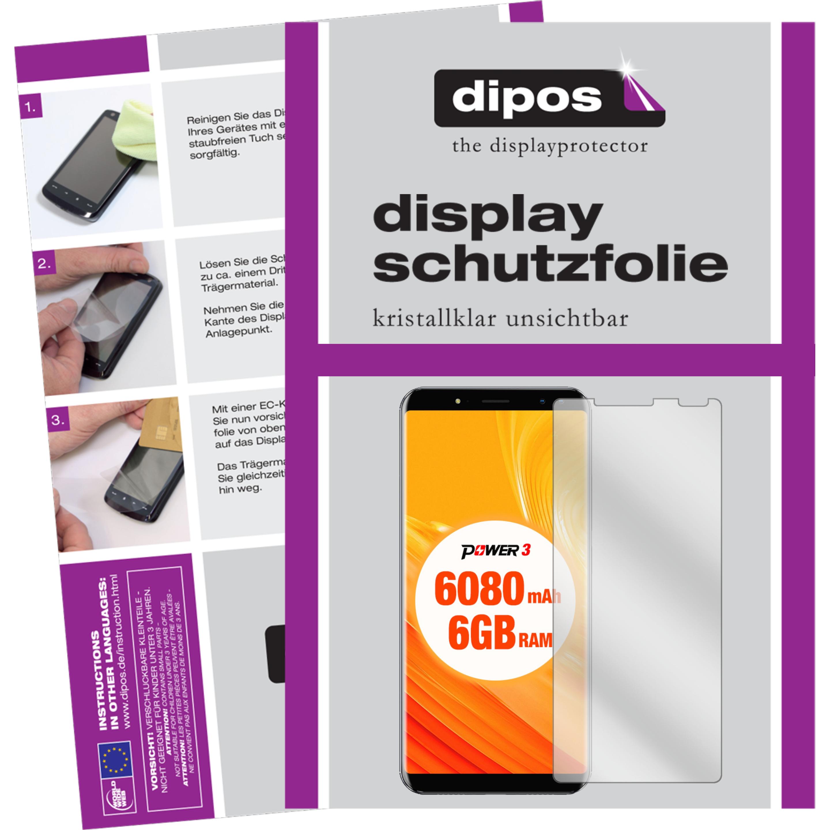 Dipos Displayschutzfolie Crystalclear (5 Stück, Ulefone Power 3), Smartphone Schutzfolie, Transparent