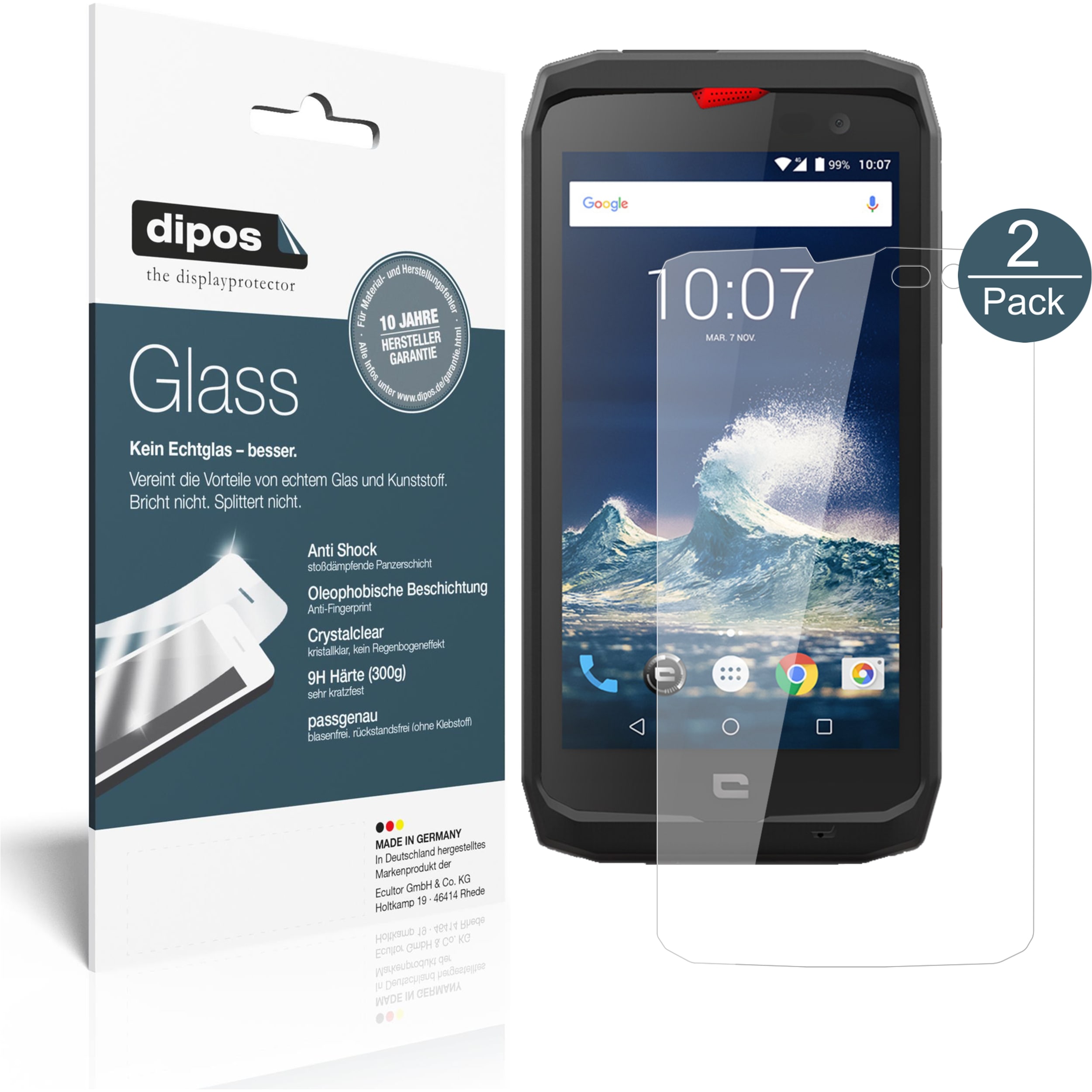 Dipos Displayschutz Anti-Shock (1 Stück, Crosscall Action-X3), Smartphone Schutzfolie, Transparent