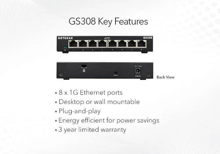 Image du produit Netgear GS308-300PES (8 ports)