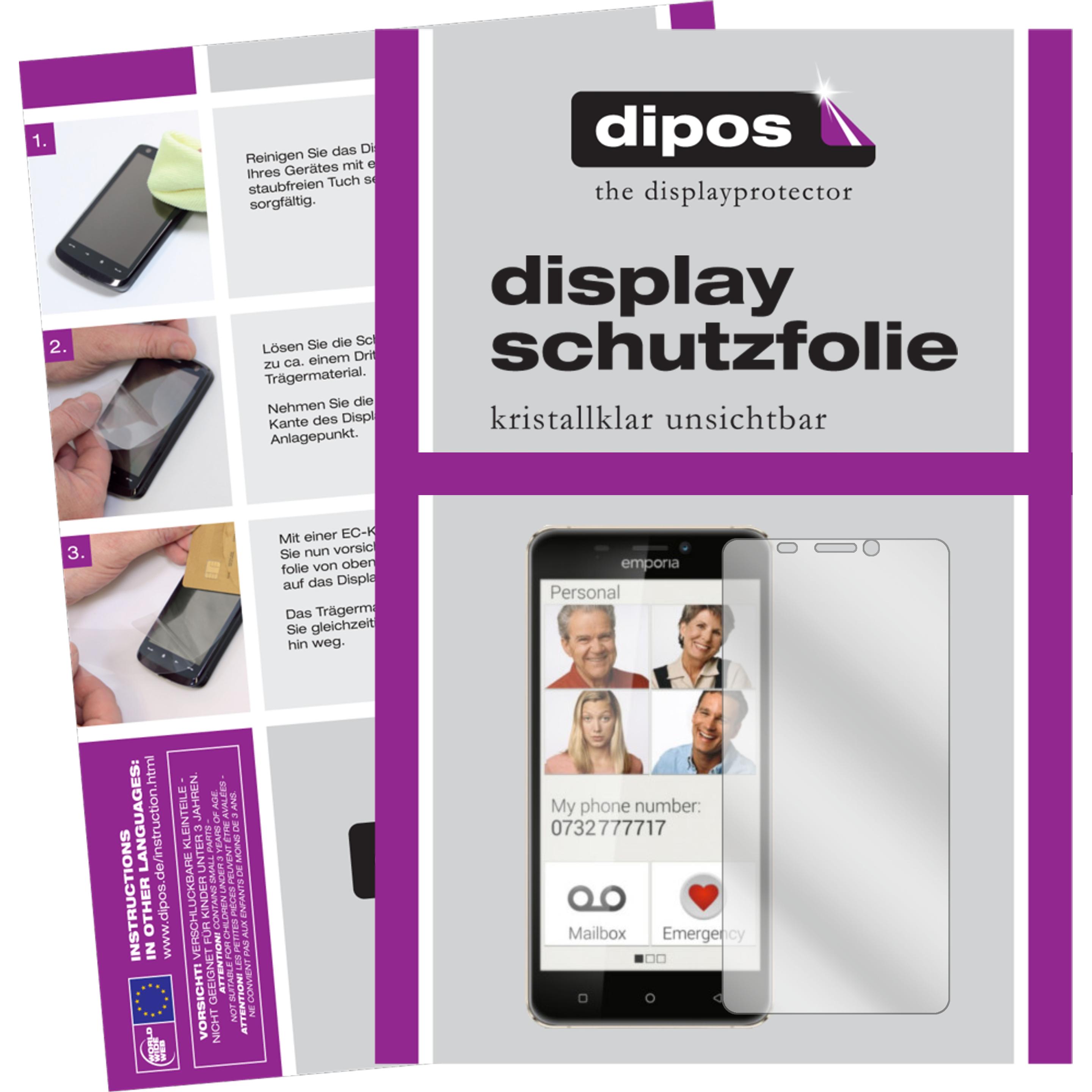 Dipos Displayschutzfolie Crystalclear (2 Stück, Emporia Smart 2), Smartphone Schutzfolie, Transparent