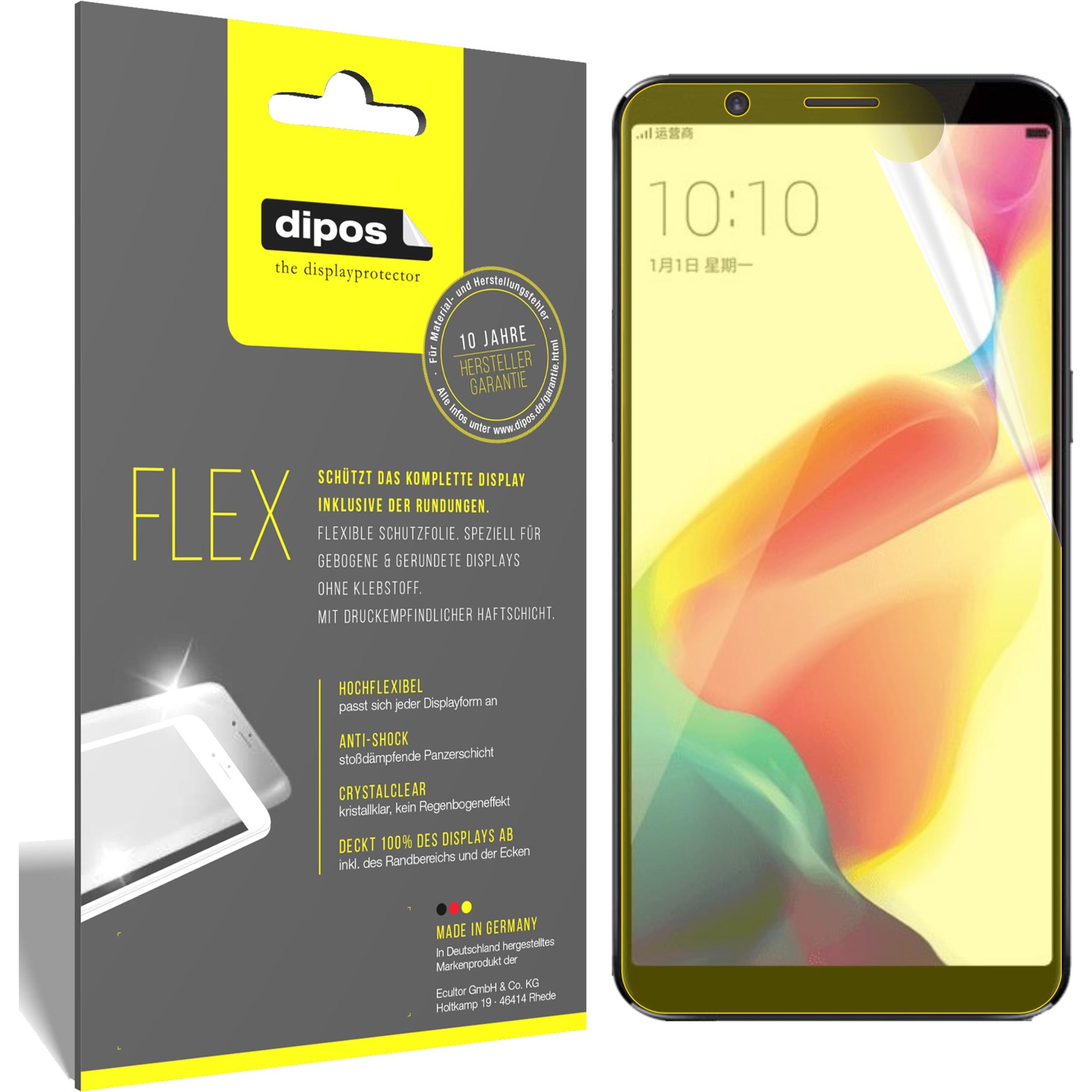 Dipos Displayschutzfolie Full-Cover 3D (3 Stück, Oppo R11s), Smartphone Schutzfolie, Transparent