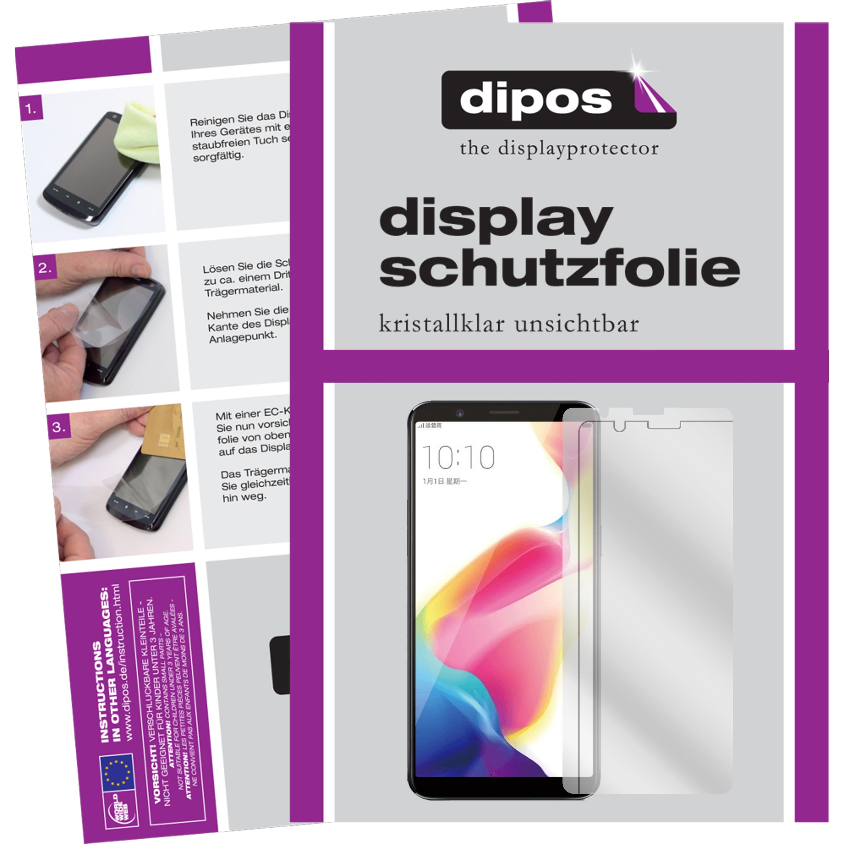 Dipos Displayschutzfolie Crystalclear (2 Stück, Oppo R11s Plus), Smartphone Schutzfolie, Transparent
