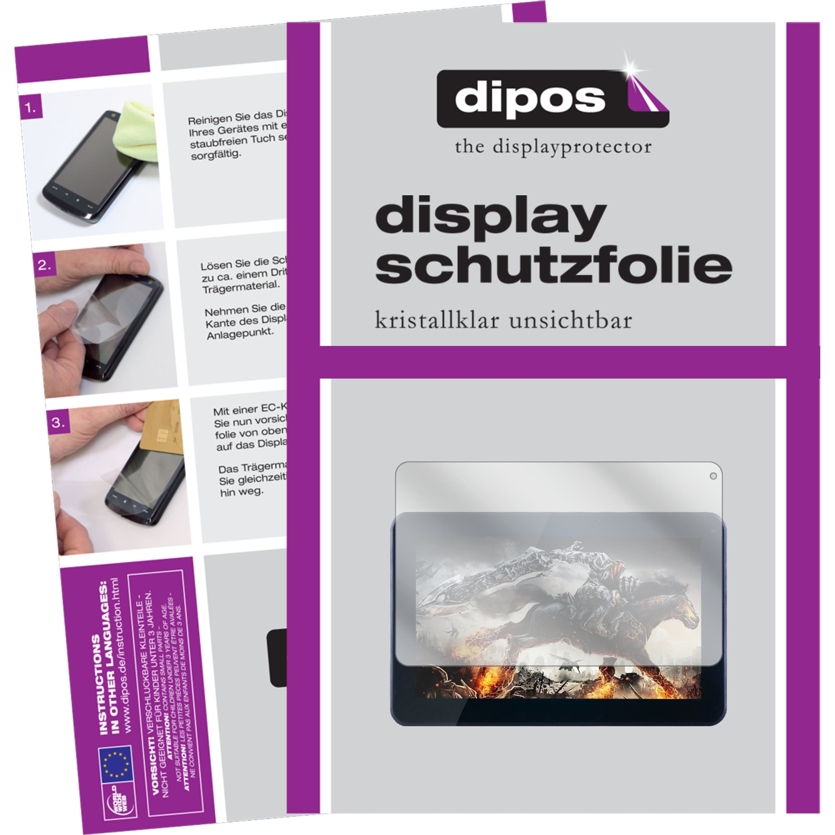 Dipos Displayschutzfolie Crystalclear (2 Stück, Hipo 10,1), Tablet Schutzfolie