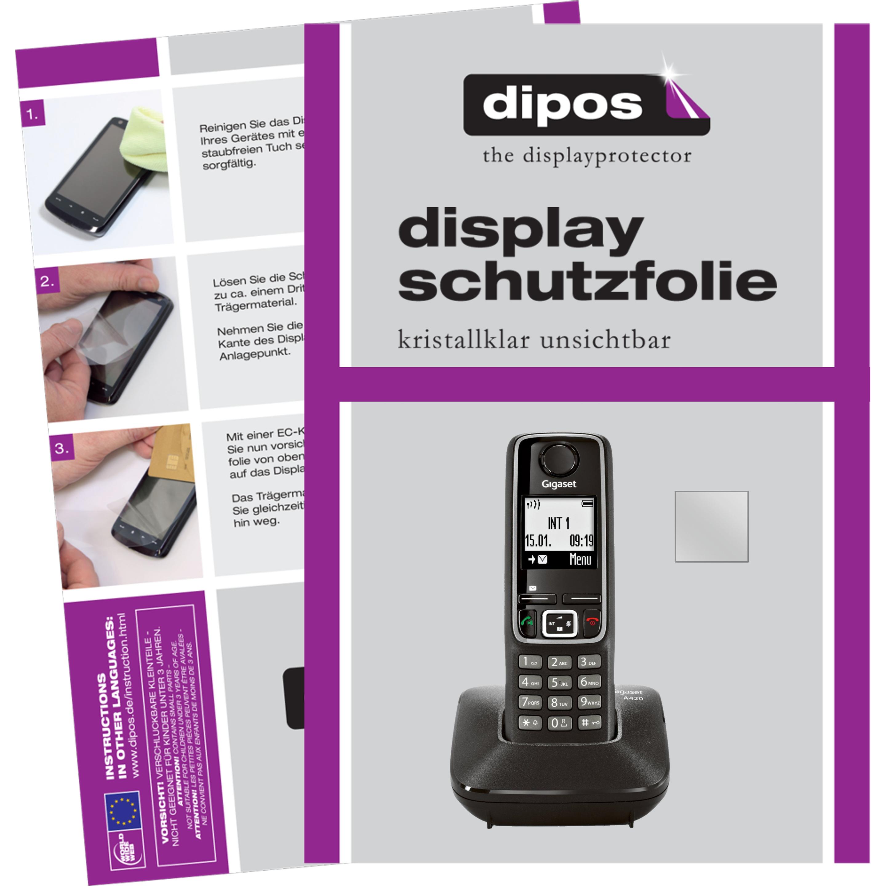 Dipos Displayschutzfolie Crystalclear (5 Stück, Gigaset A420 / A420A), Smartphone Schutzfolie, Transparent