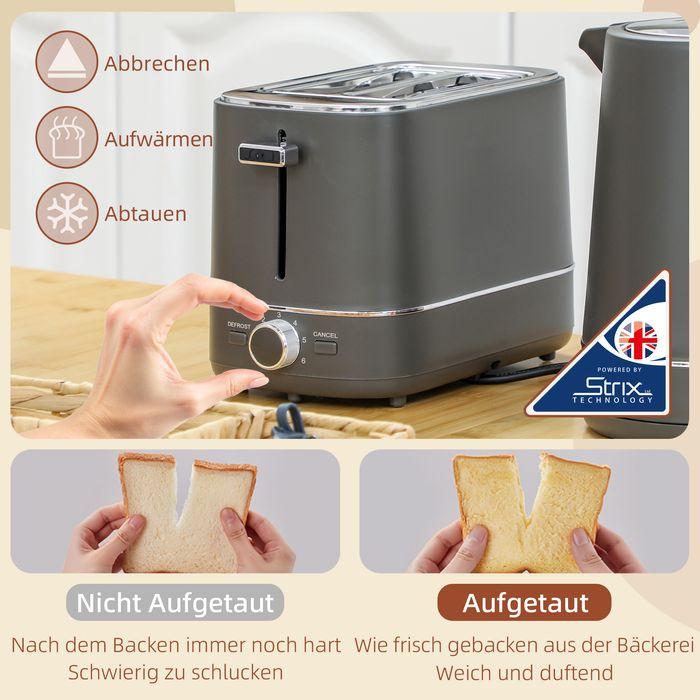 Actual product image Swisshandel24 Set aus 1,7 L Wasserkocher und Toaster mit 6 Bräunungsstufen, Grau (1.70 l)