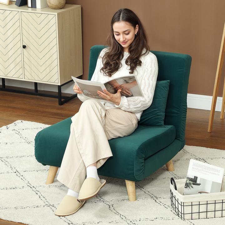 Produktbild Homcom Schlafsessel Polyester, Stahl Dunkelgrün