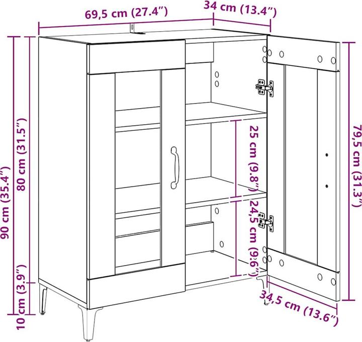 Image du produit vidaXL Sideboard (69.50 x 34 x 90 cm)