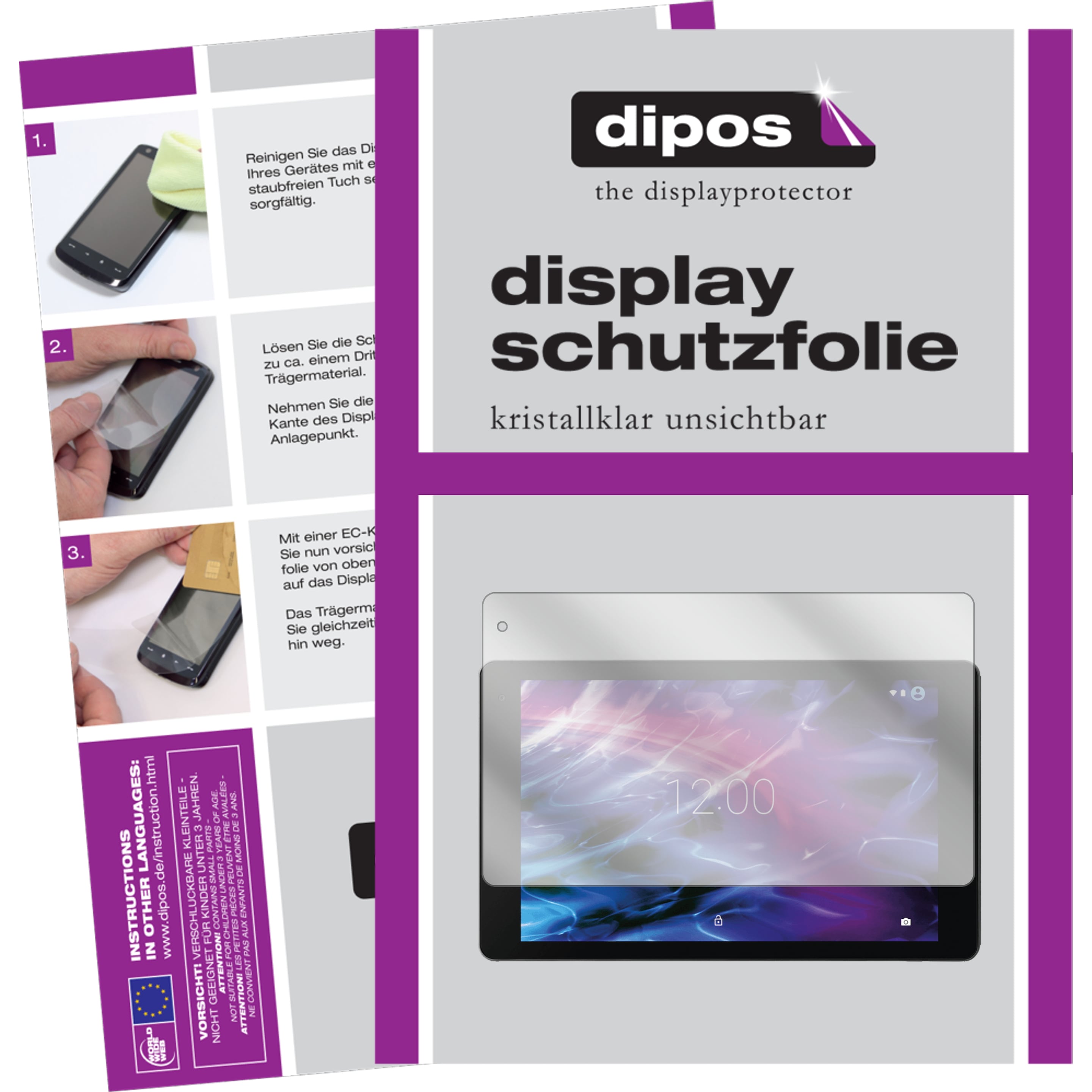 Dipos Displayschutzfolie Crystalclear (2 Stück, Lifetab P10602), Tablet Schutzfolie