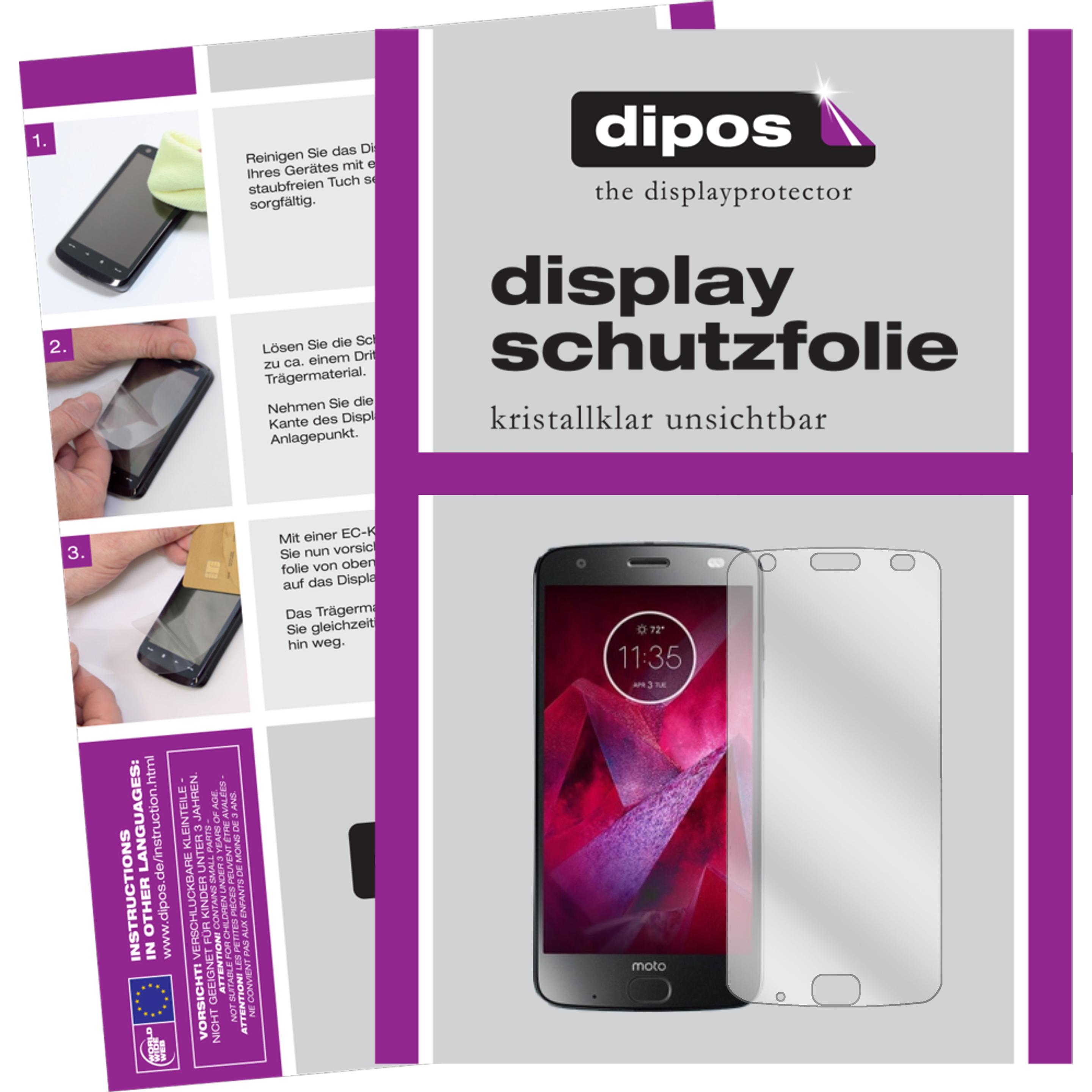 Dipos Displayschutzfolie Crystalclear (2 Stück, Motorola Moto Z2 Force), Smartphone Schutzfolie, Transparent